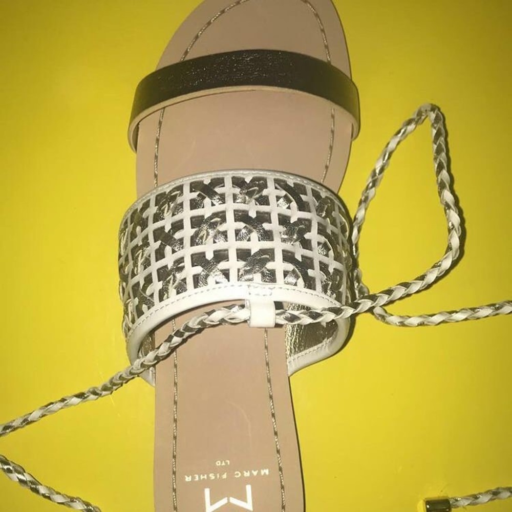 Marc Fisher Gold Tie Sandals